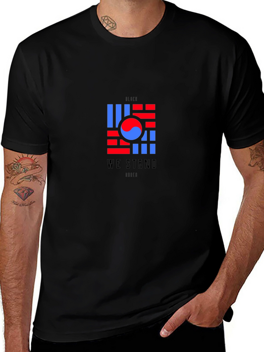 Camiseta Negra Diseño Bandera Coreana