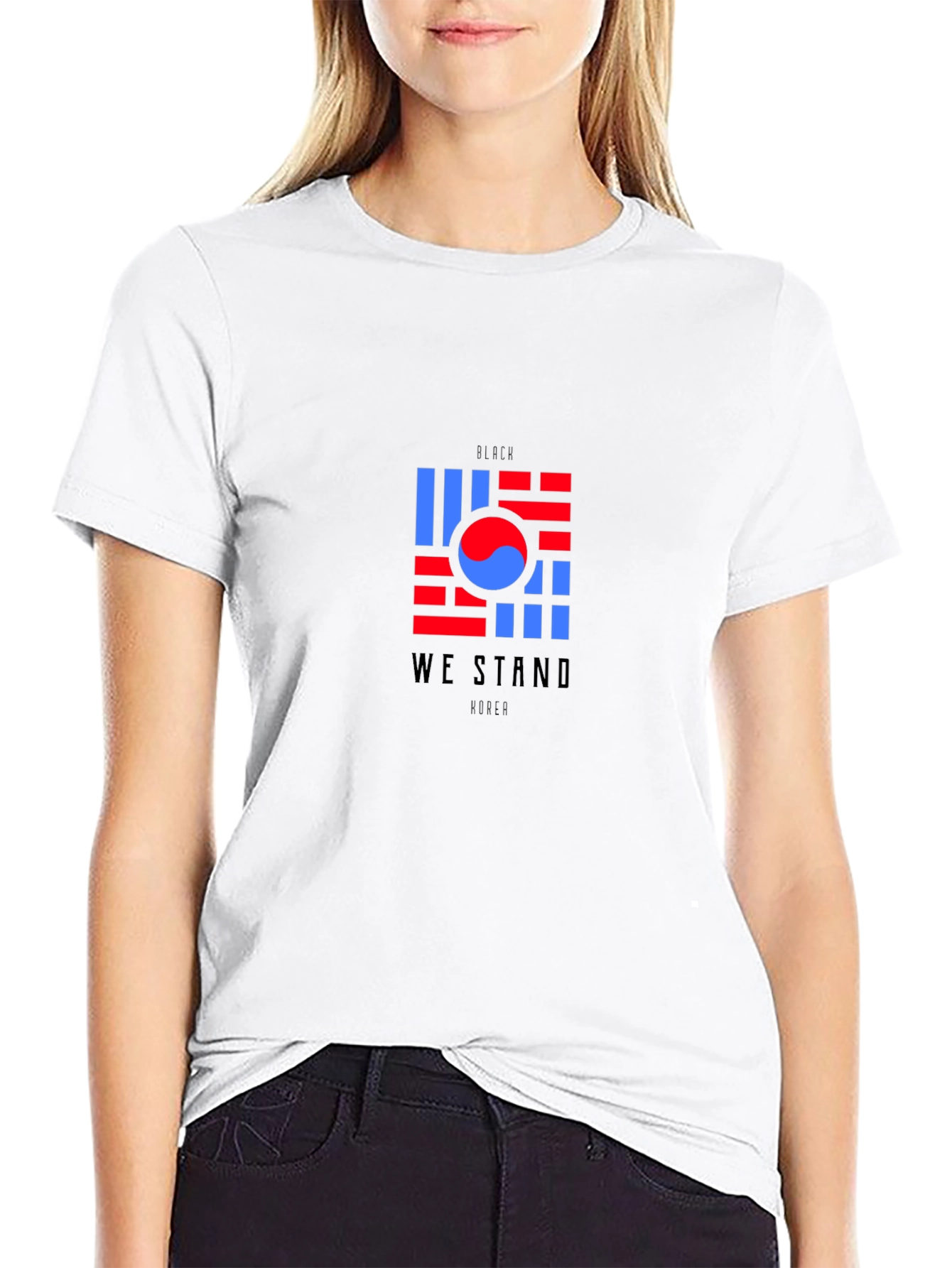 Camiseta Negra Diseño Bandera Coreana