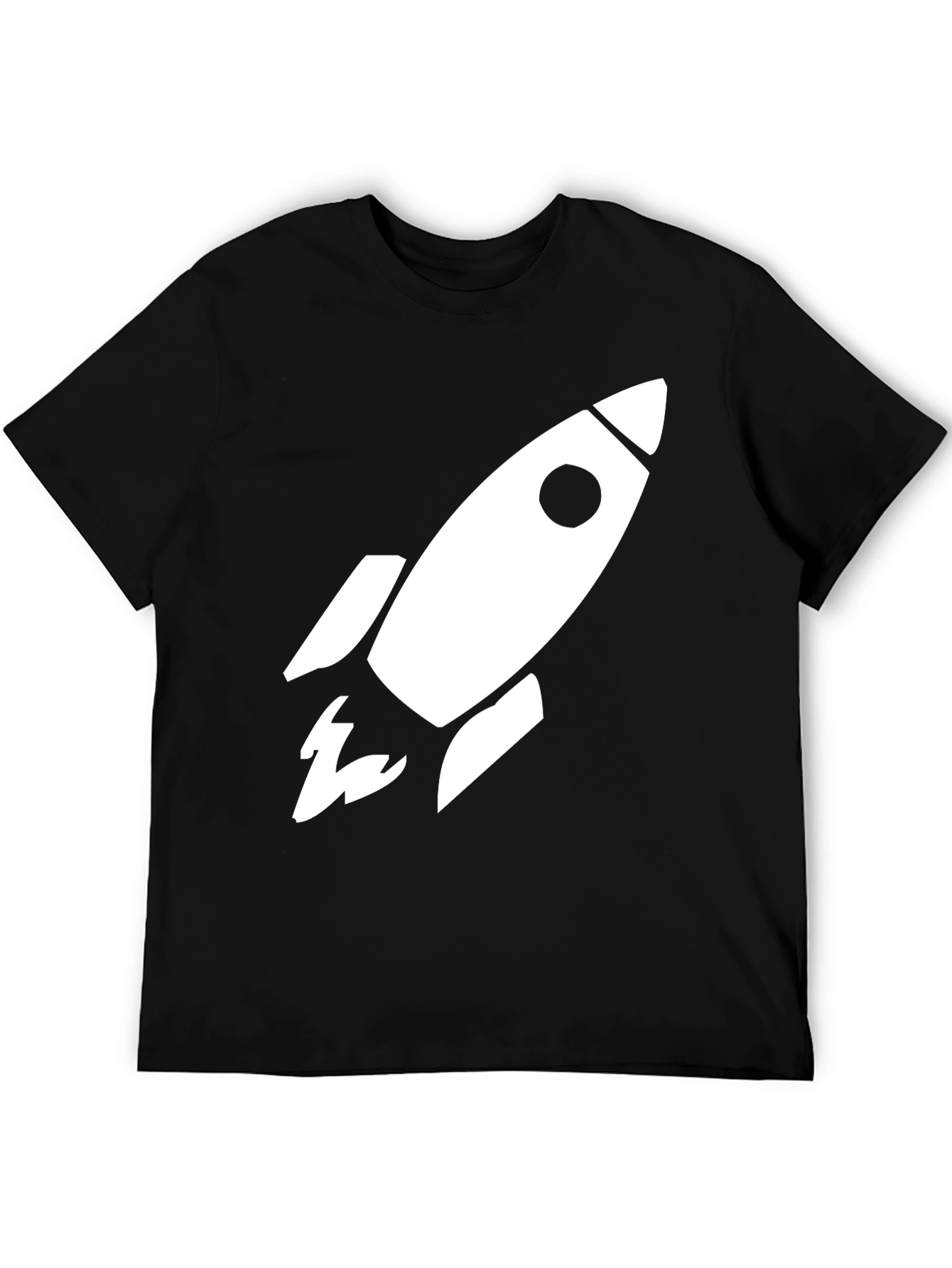 Camiseta Negra Cohete Espacial Algodón Hombre