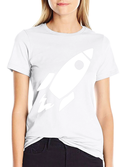 Camiseta Negra Cohete Espacial Algodón Hombre