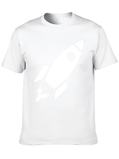 Camiseta Negra Cohete Espacial Algodón Hombre