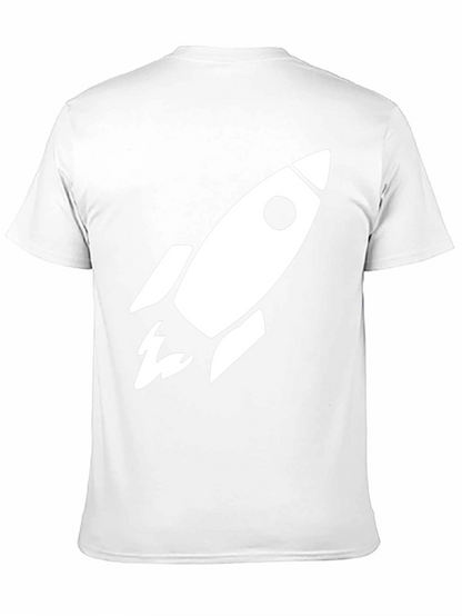 Camiseta Negra Cohete Espacial Algodón Hombre