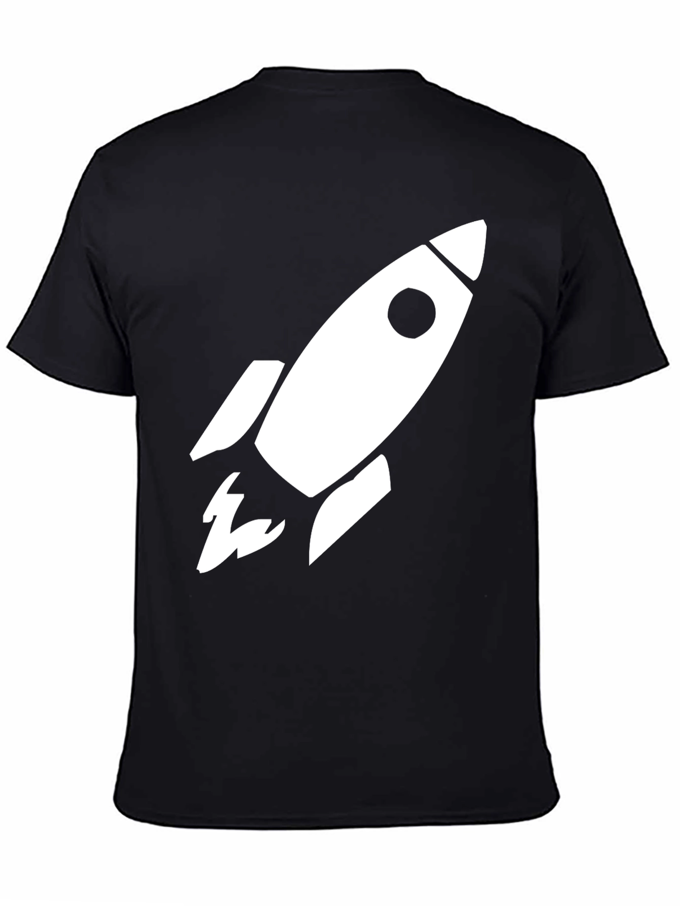 Camiseta Negra Cohete Espacial Algodón Hombre