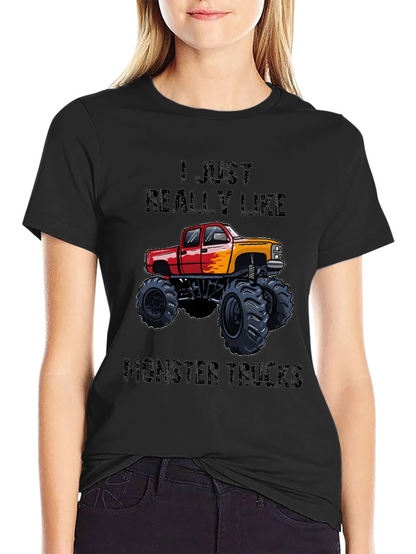 Camiseta Negra: ¡Me encantan los Monster Trucks!