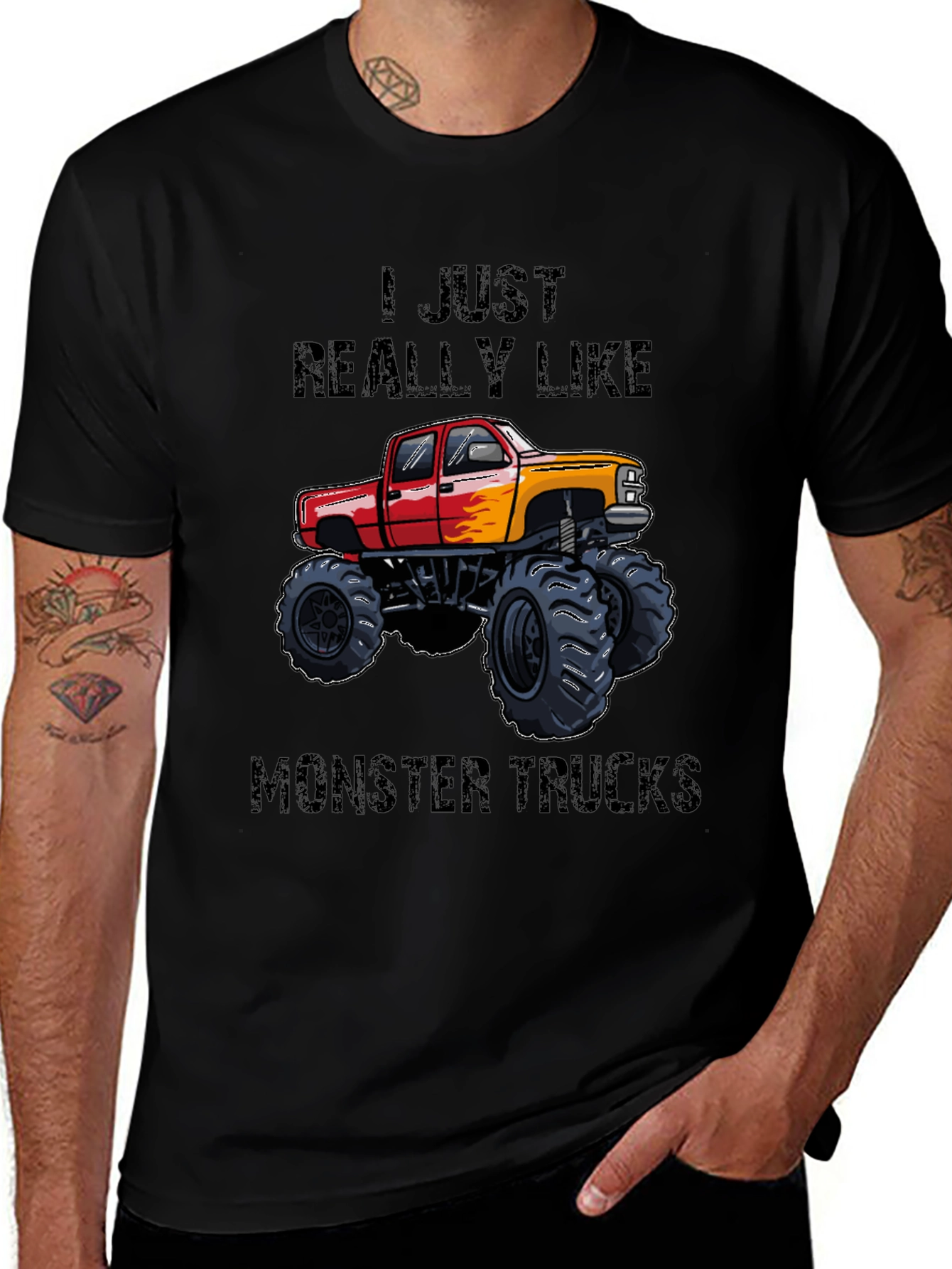 Camiseta Negra: ¡Me encantan los Monster Trucks!