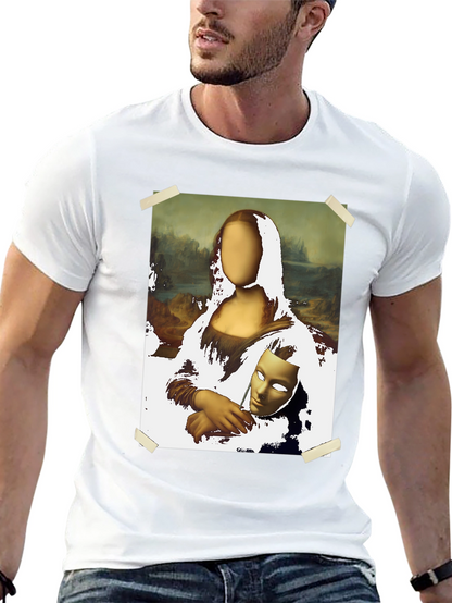 Camiseta Negra con Diseño Mona Lisa Abstracta
