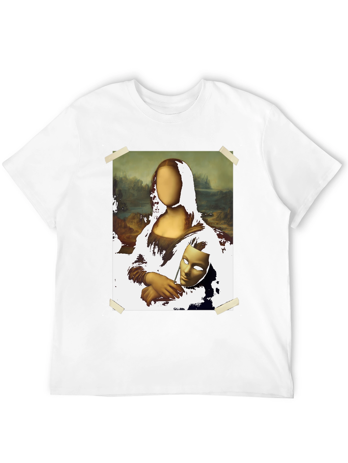 Camiseta Negra con Diseño Mona Lisa Abstracta