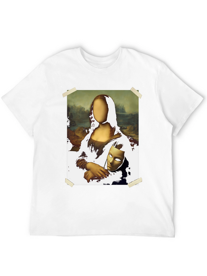 Camiseta Negra con Diseño Mona Lisa Abstracta