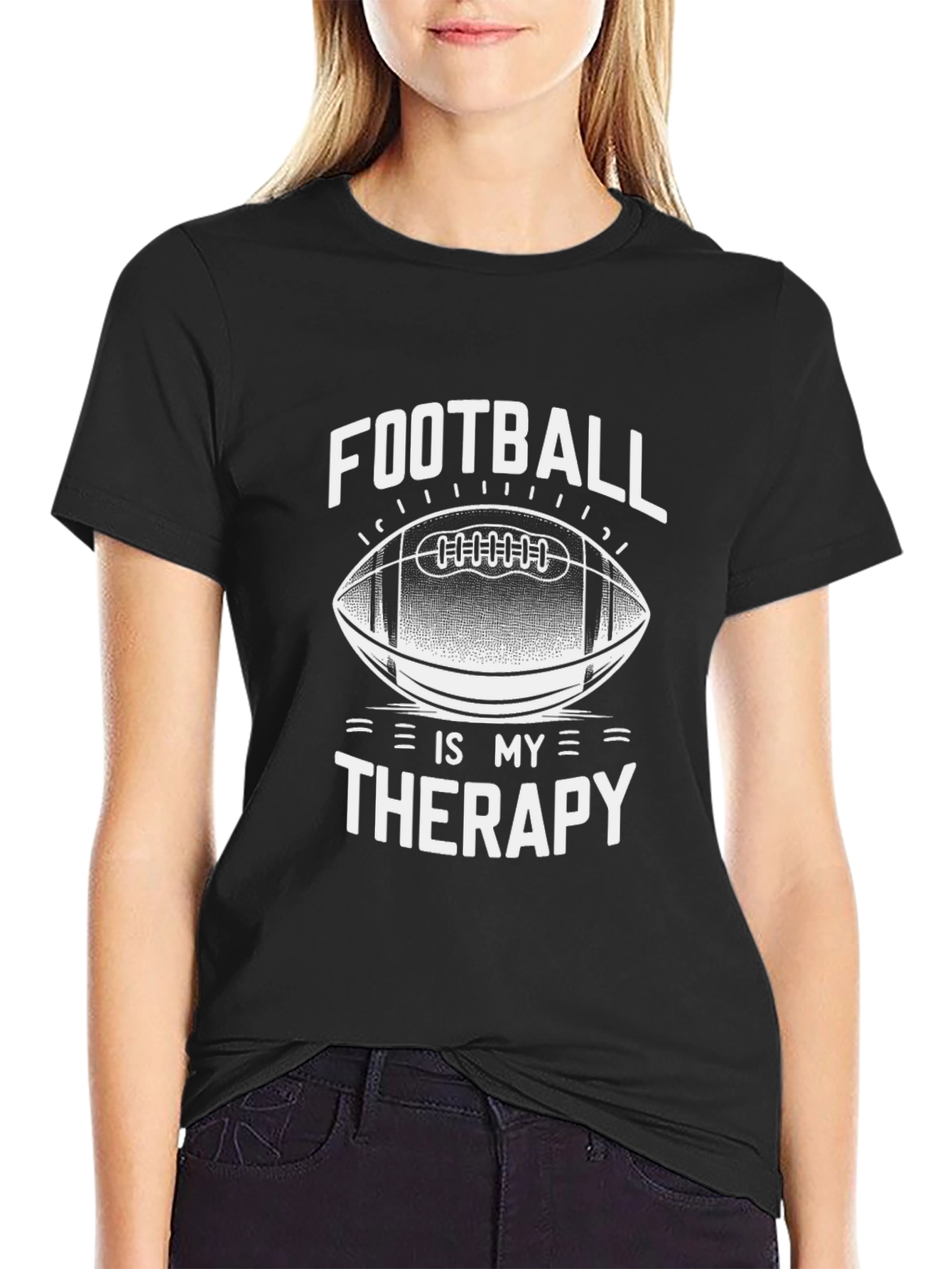 Camiseta Negra Fútbol es mi Terapia