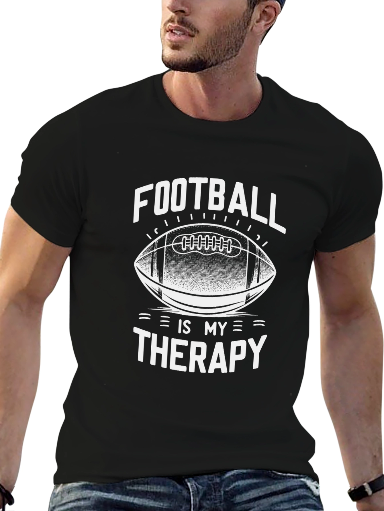 Camiseta Negra Fútbol es mi Terapia