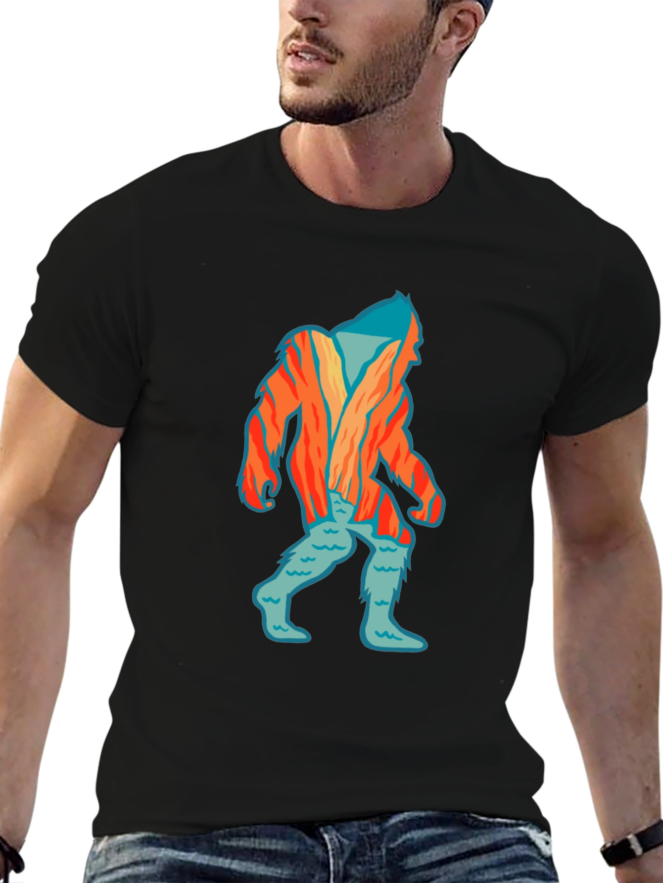Camiseta Negra con Diseño de Yeti