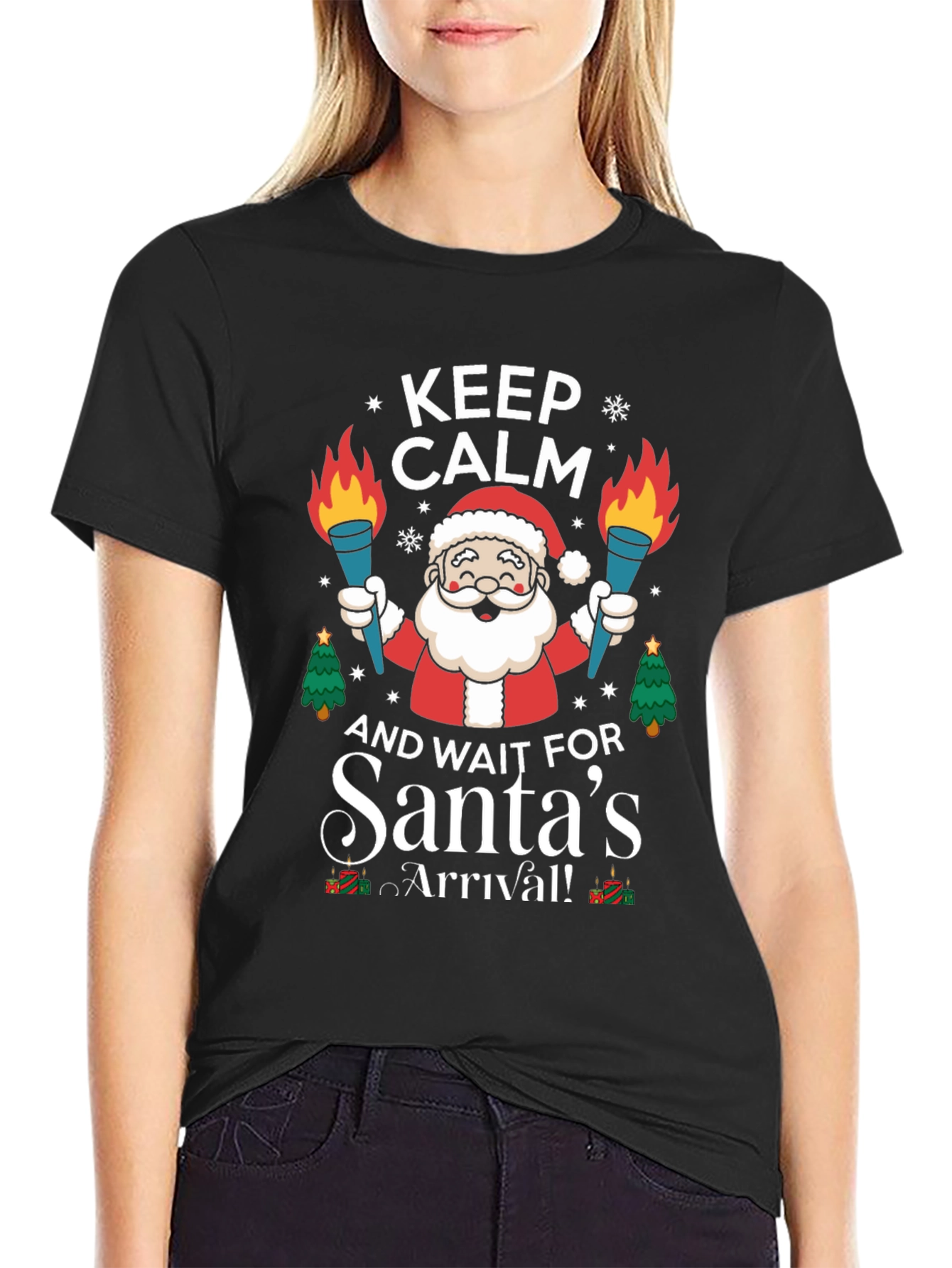 Camiseta Navideña Hombre Keep Calm Santas Arrival