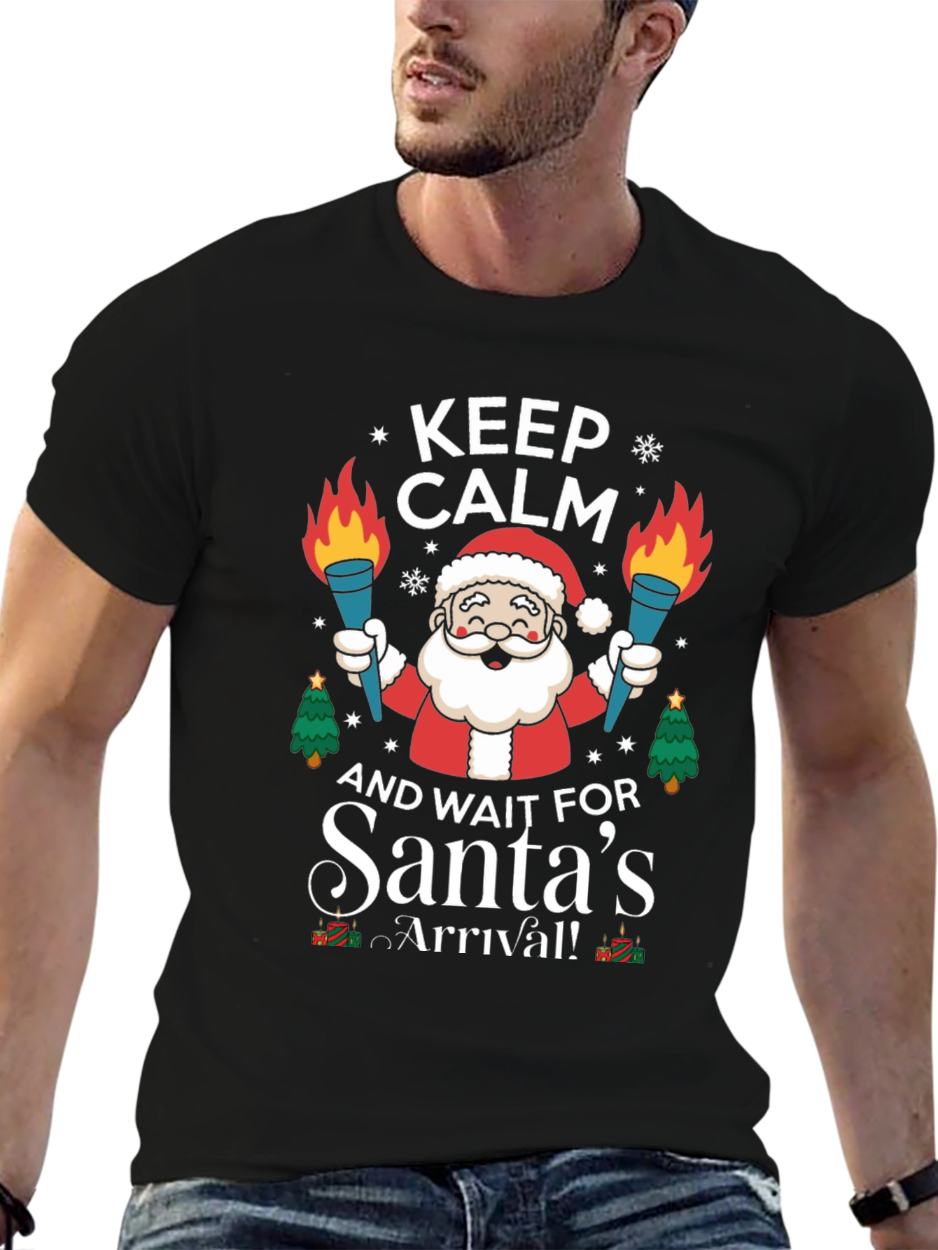 Camiseta Navideña Hombre Keep Calm Santas Arrival