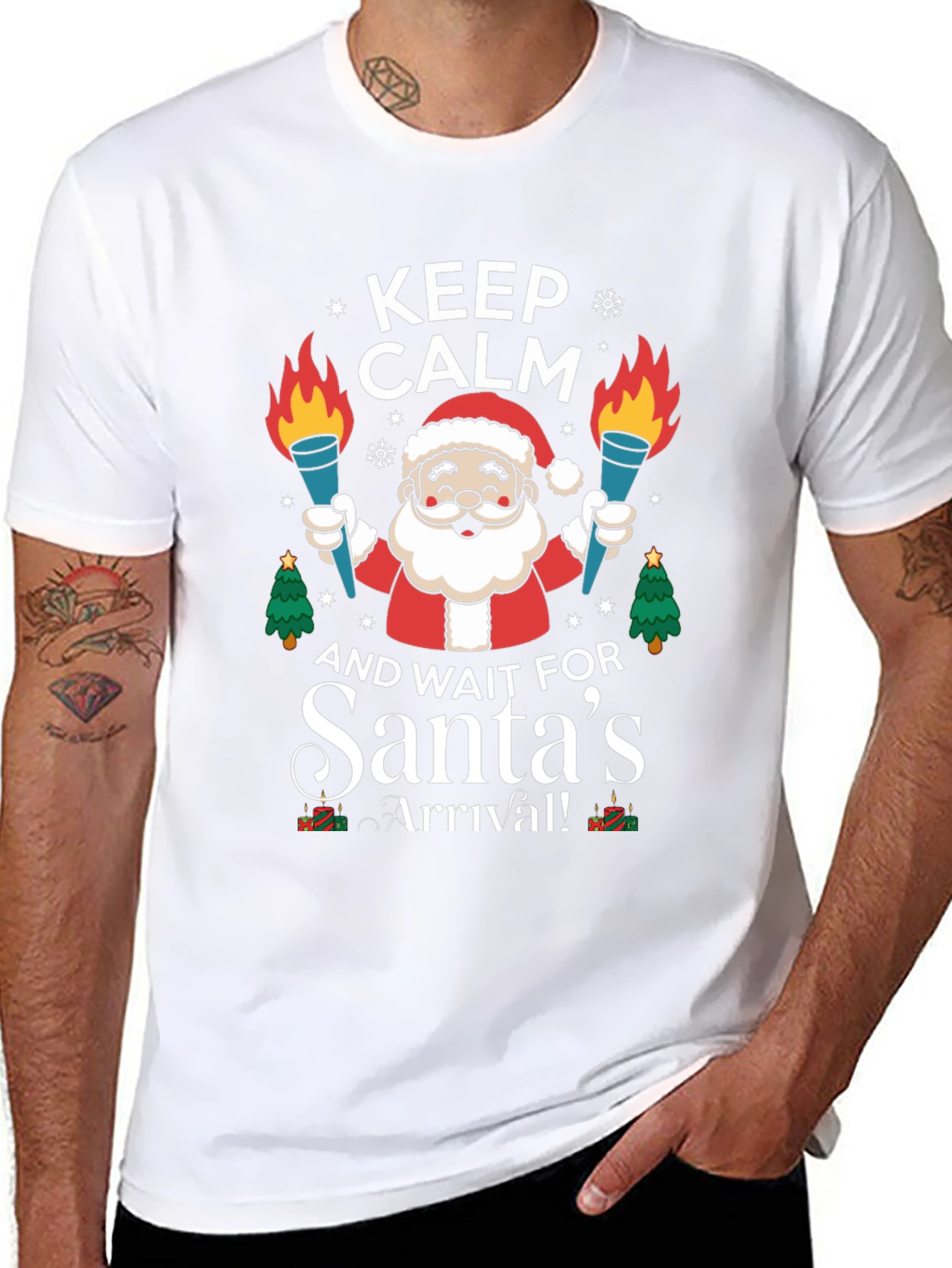 Camiseta Navideña Hombre Keep Calm Santas Arrival