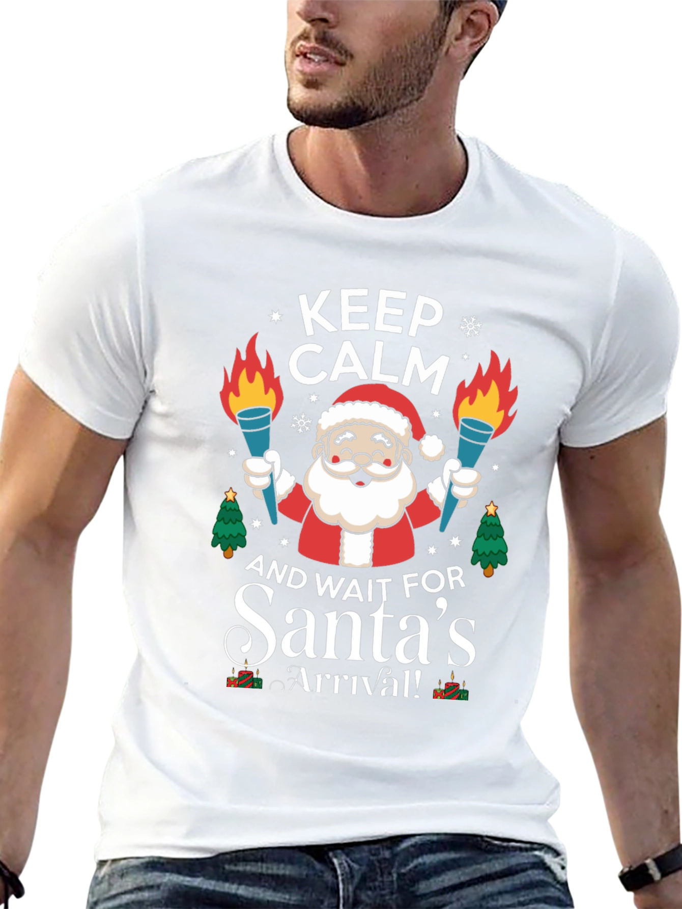 Camiseta Navideña Hombre Keep Calm Santas Arrival