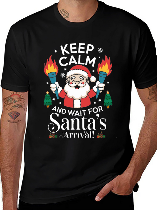 Camiseta Navideña Hombre Keep Calm Santas Arrival