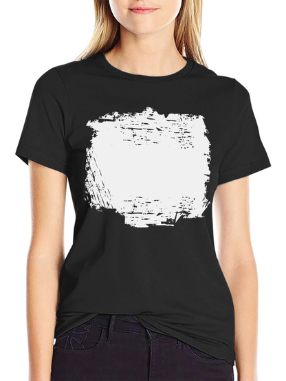 Camiseta Negra con Diseño Abstracto Blanco