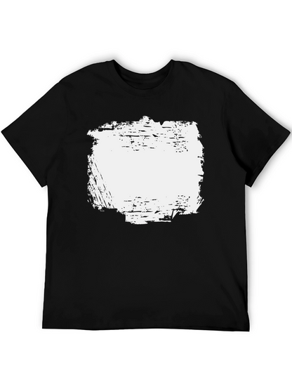 Camiseta Negra con Diseño Abstracto Blanco