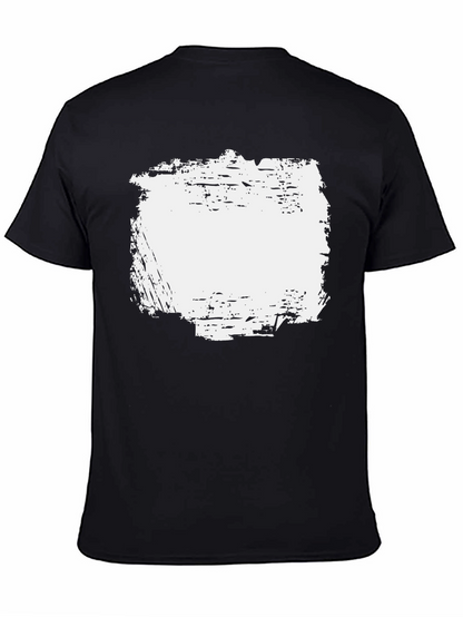 Camiseta Negra con Diseño Abstracto Blanco