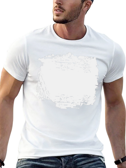 Camiseta Negra con Diseño Abstracto Blanco