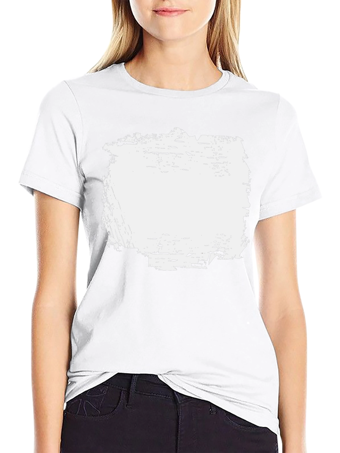 Camiseta Negra con Diseño Abstracto Blanco