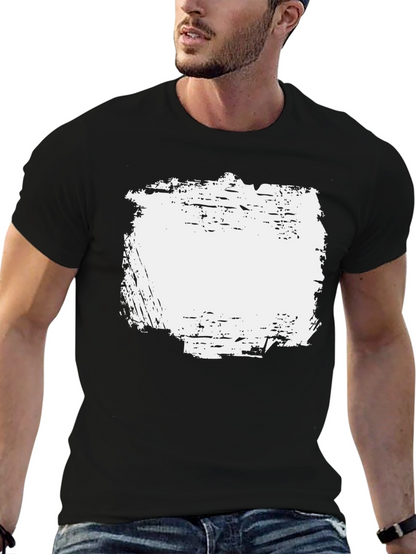 Camiseta Negra con Diseño Abstracto Blanco