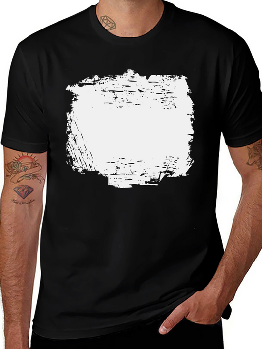 Camiseta Negra con Diseño Abstracto Blanco