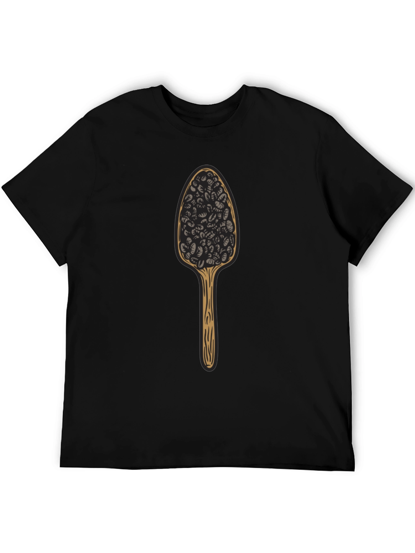 Camiseta Negra con Diseño de Cuchara de Café