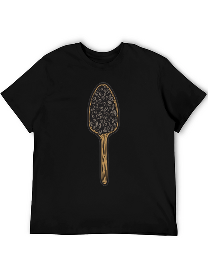 Camiseta Negra con Diseño de Cuchara de Café