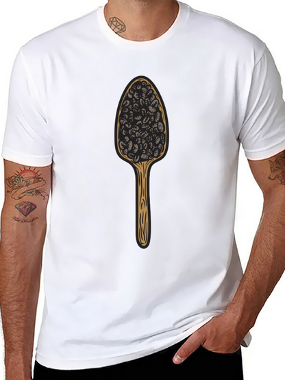 Camiseta Negra con Diseño de Cuchara de Café
