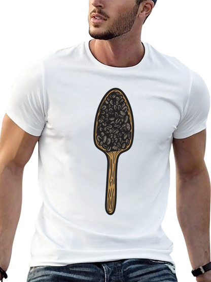 Camiseta Negra con Diseño de Cuchara de Café