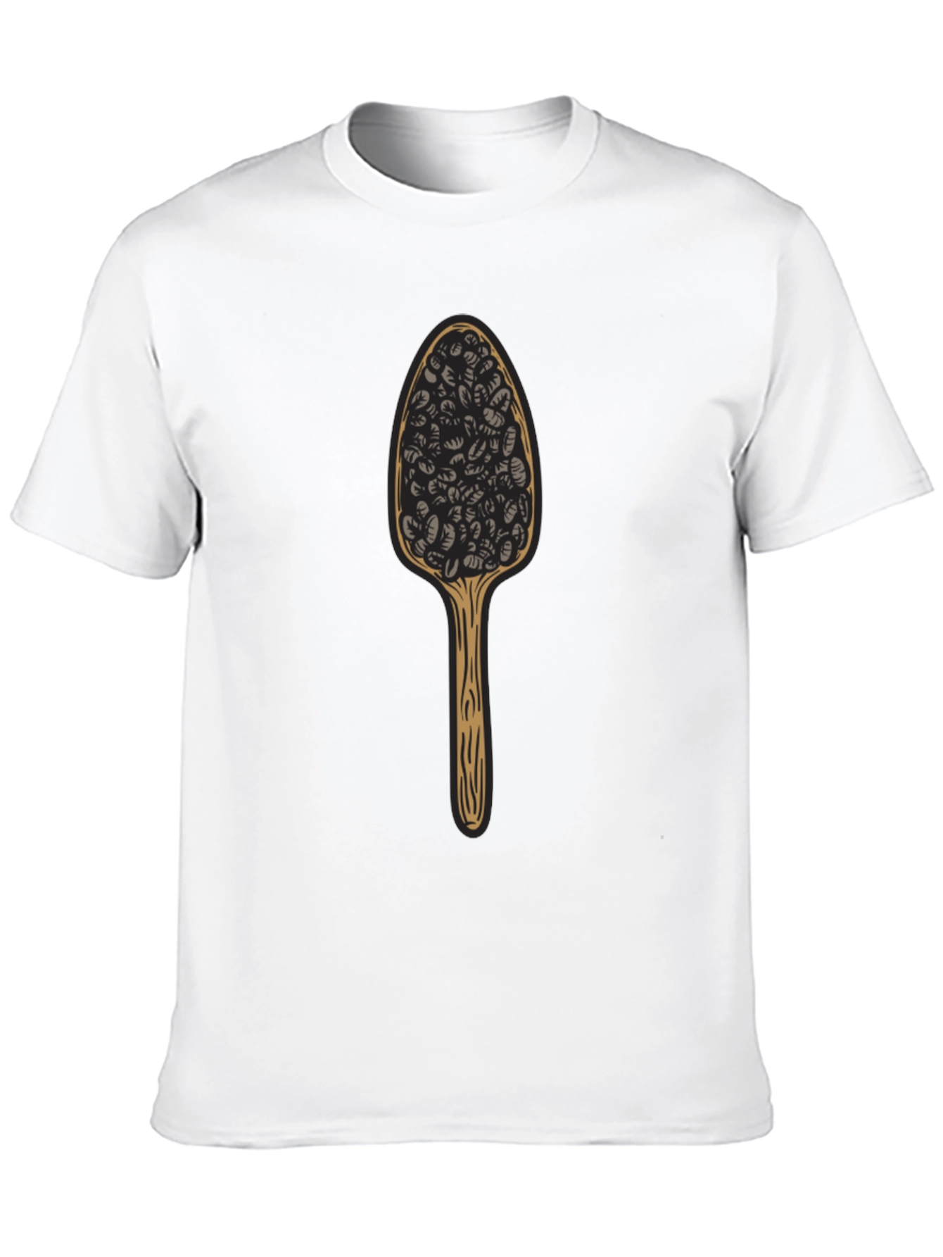 Camiseta Negra con Diseño de Cuchara de Café
