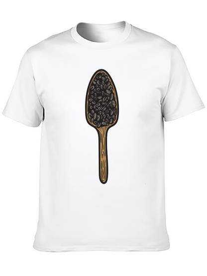 Camiseta Negra con Diseño de Cuchara de Café