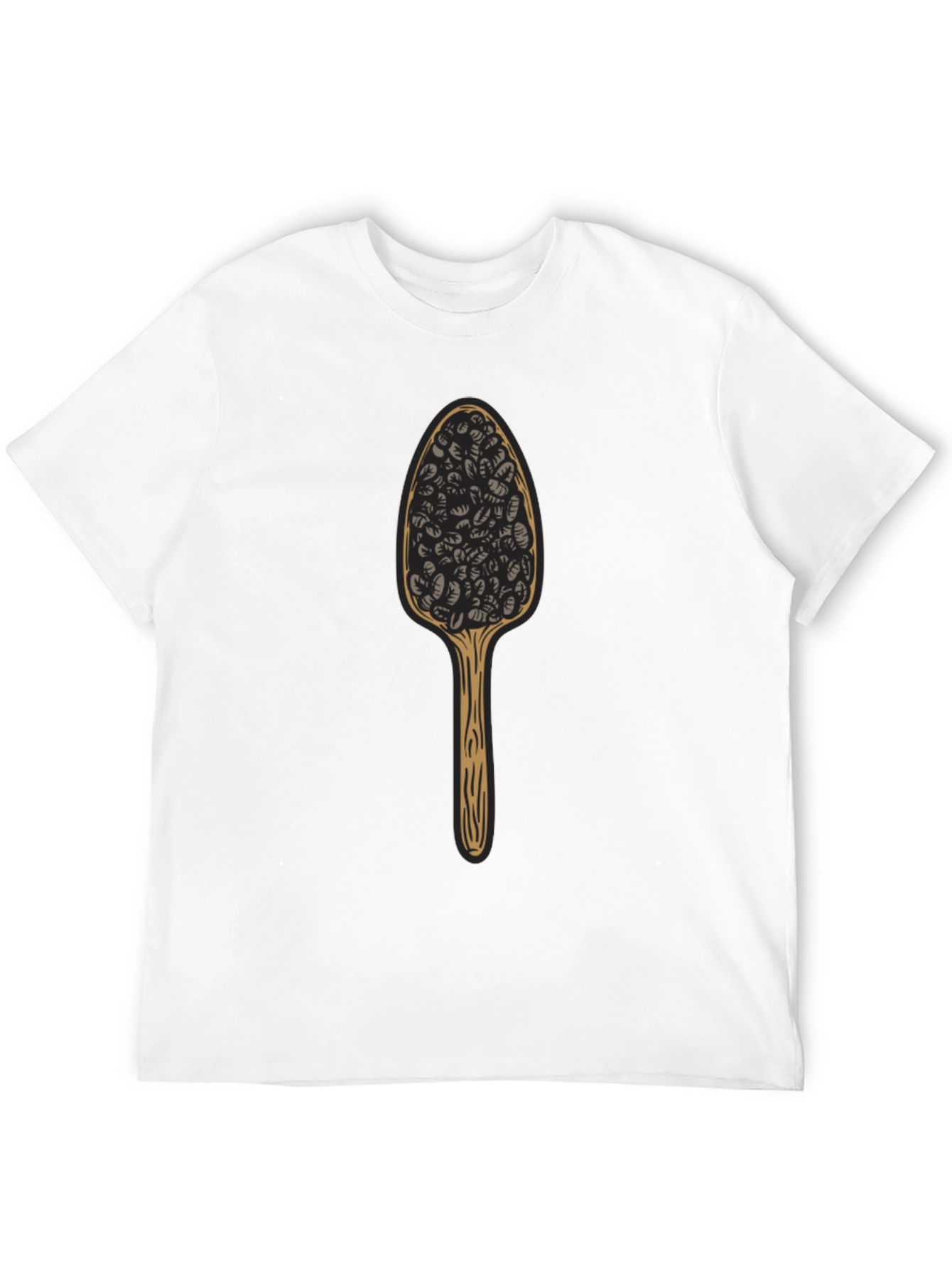 Camiseta Negra con Diseño de Cuchara de Café