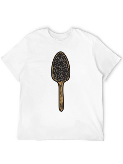 Camiseta Negra con Diseño de Cuchara de Café