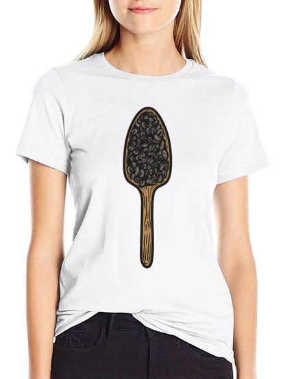 Camiseta Negra con Diseño de Cuchara de Café