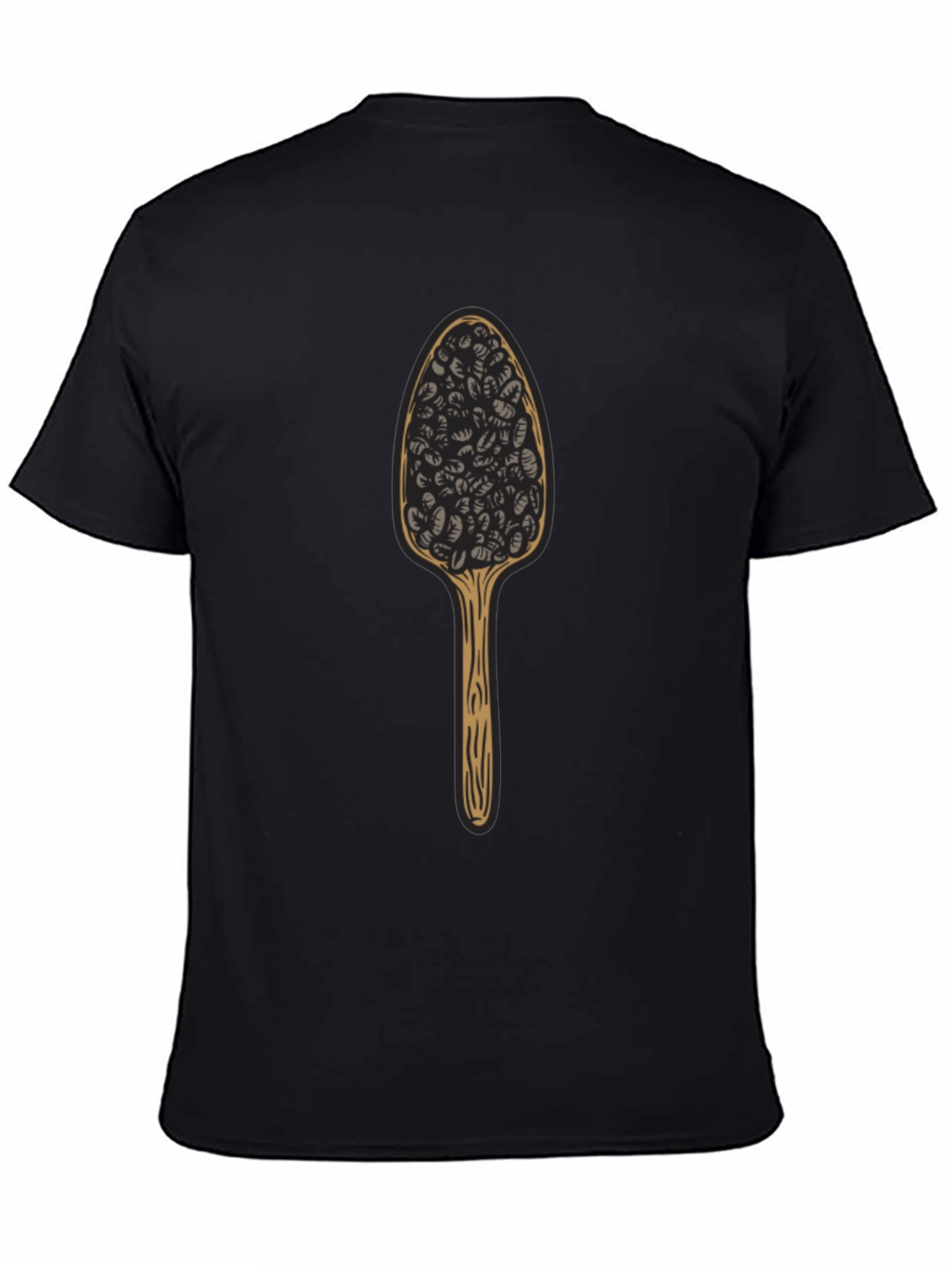 Camiseta Negra con Diseño de Cuchara de Café