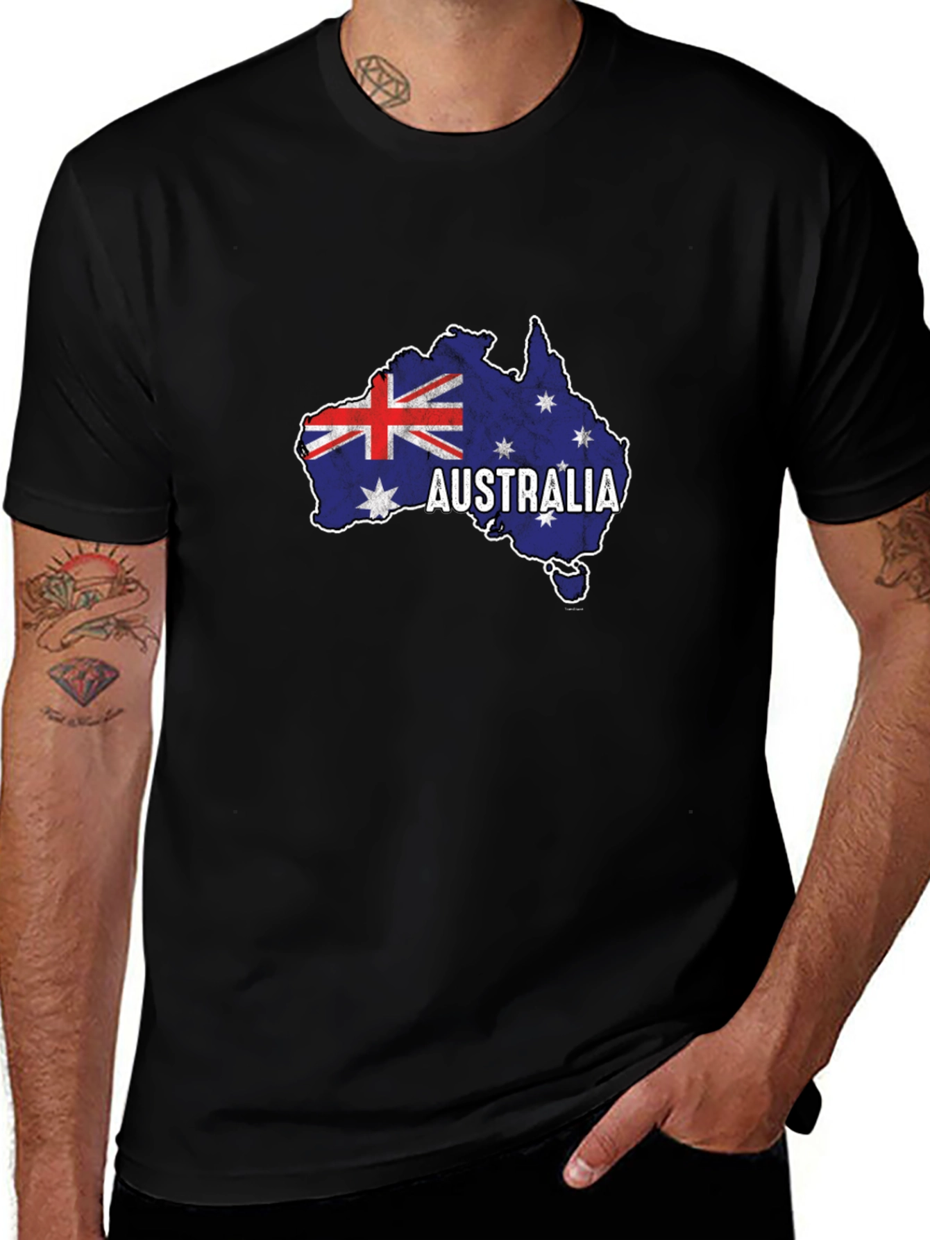 Camiseta Negra Australia Mapa Bandera