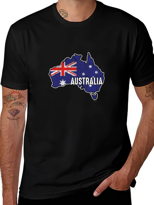 Camiseta Negra Australia Mapa Bandera