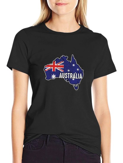 Camiseta Negra Australia Mapa Bandera