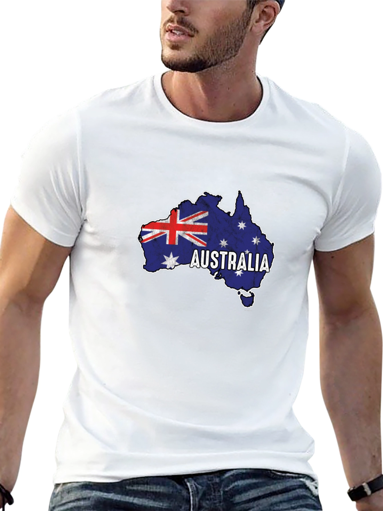 Camiseta Negra Australia Mapa Bandera