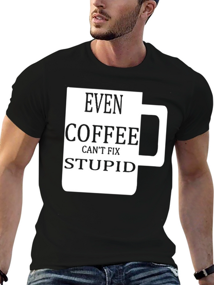 Camiseta Negra con Diseño de Taza de Café Graciosa