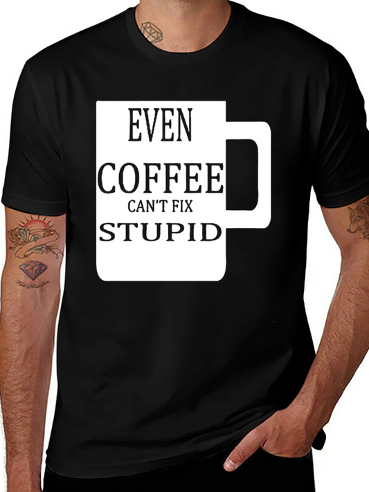 Camiseta Negra con Diseño de Taza de Café Graciosa