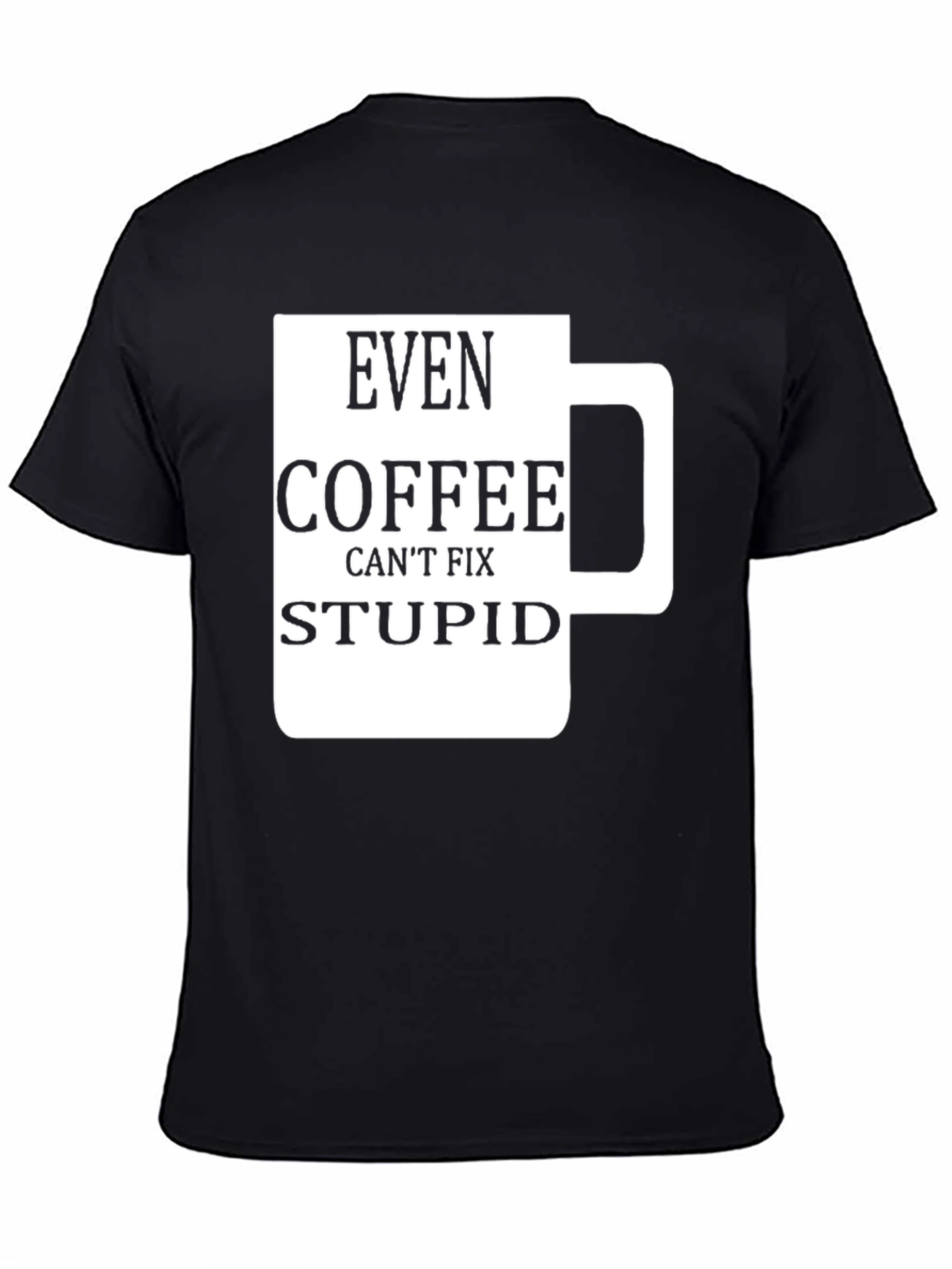 Camiseta Negra con Diseño de Taza de Café Graciosa