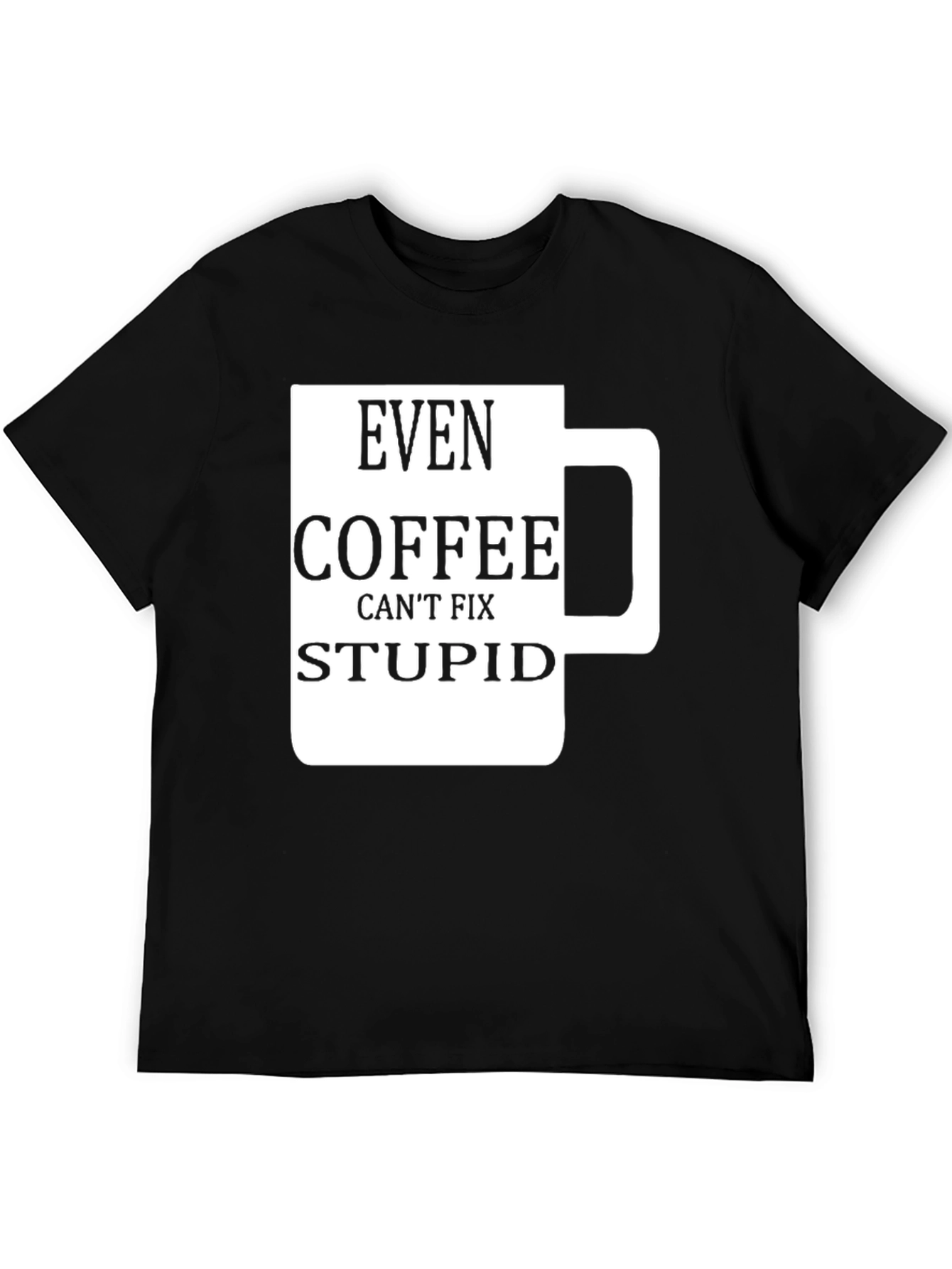 Camiseta Negra con Diseño de Taza de Café Graciosa