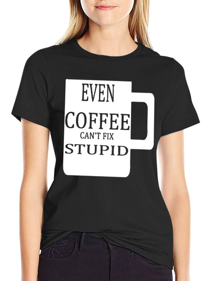 Camiseta Negra con Diseño de Taza de Café Graciosa