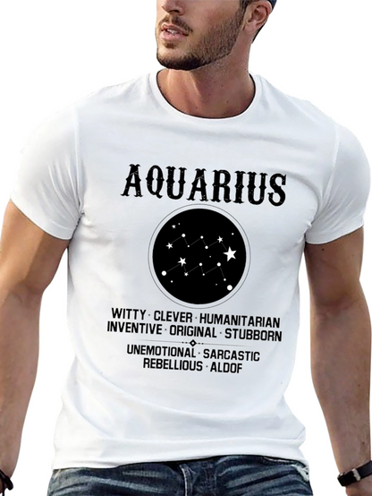 Camiseta Negra Aquarius Signo Zodiacal Astrología