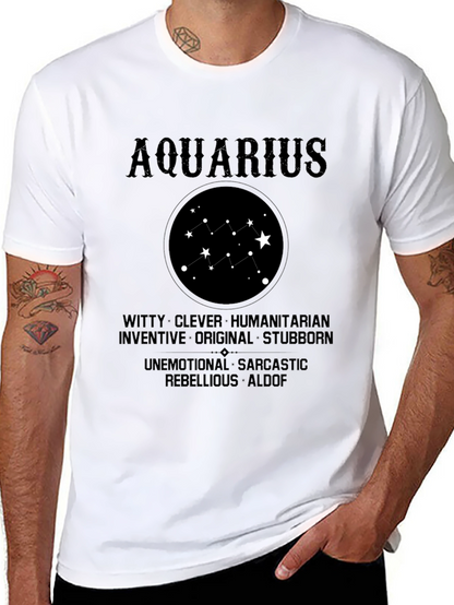 Camiseta Negra Aquarius Signo Zodiacal Astrología