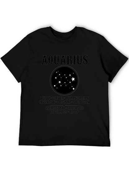 Camiseta Negra Aquarius Signo Zodiacal Astrología