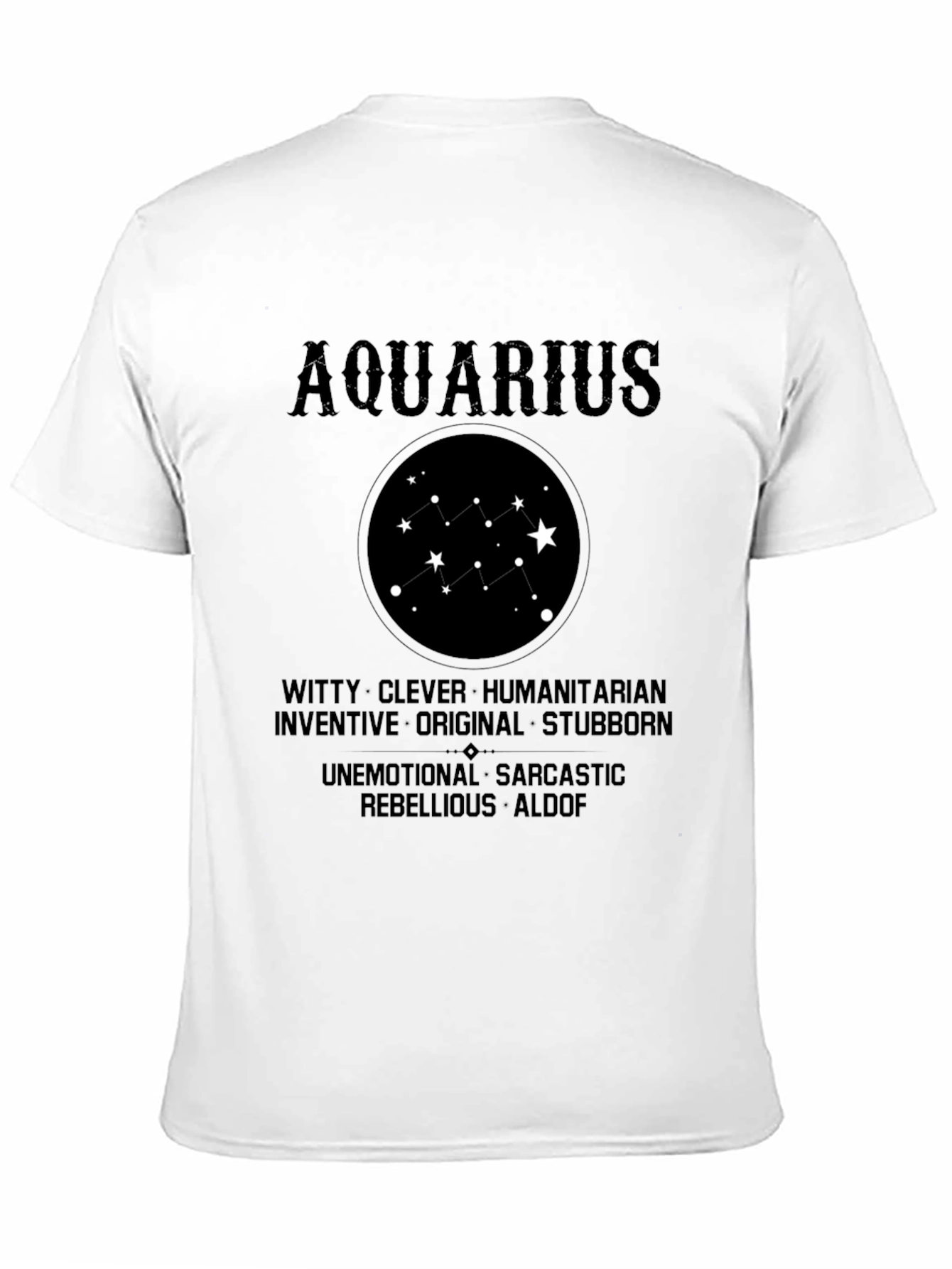 Camiseta Negra Aquarius Signo Zodiacal Astrología